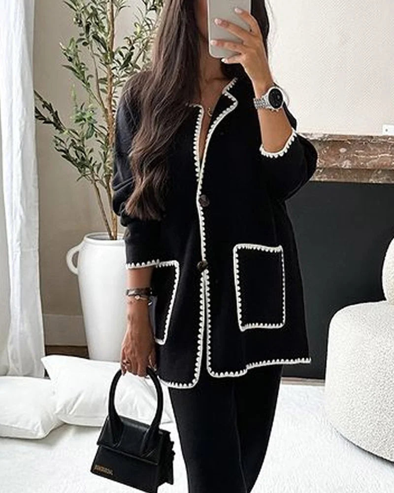 Jolie - Comfortabele Tweedelige Broek en Lange Mouwen Top Set voor Dames