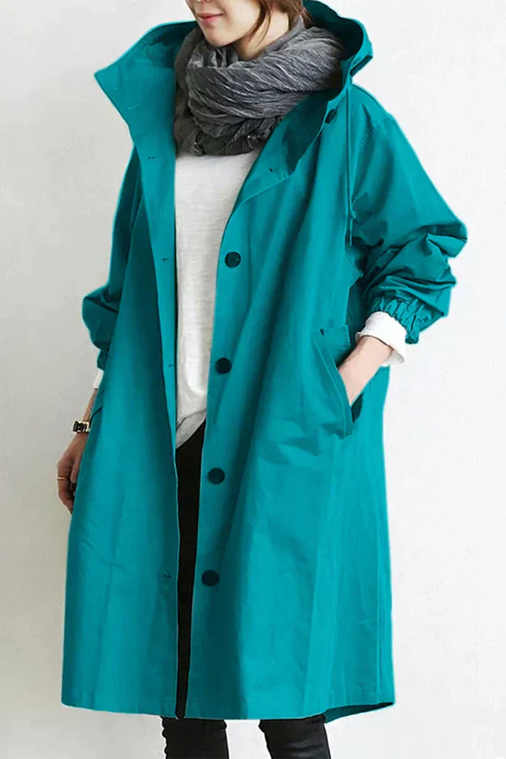 Trenchcoat met capuchon en riem - Stijlvolle, waterbestendige bovenkleding