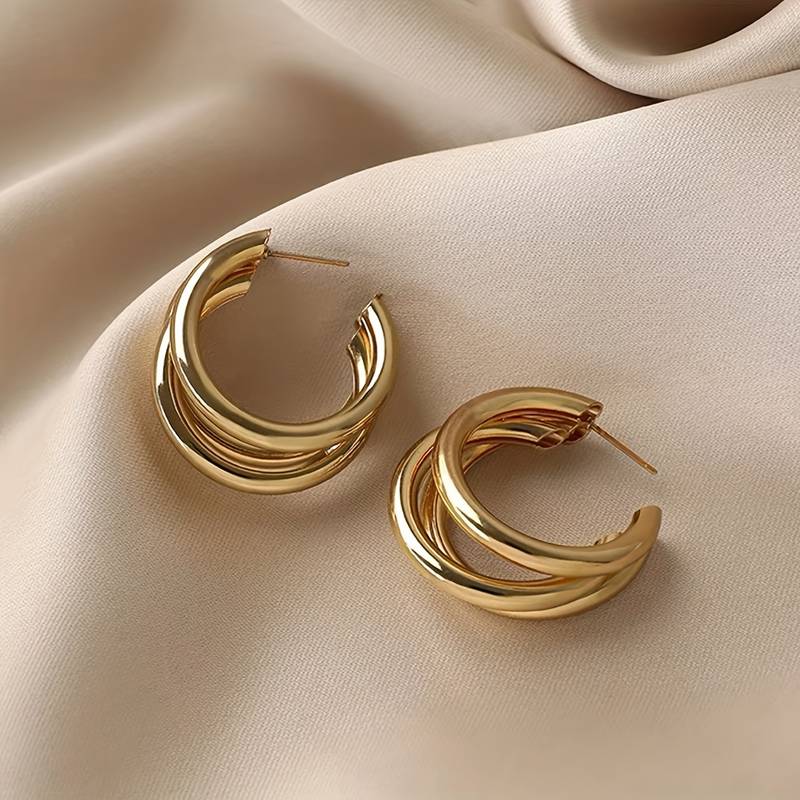Veder - Elegante 3 Oorringen in Goud of Zilver