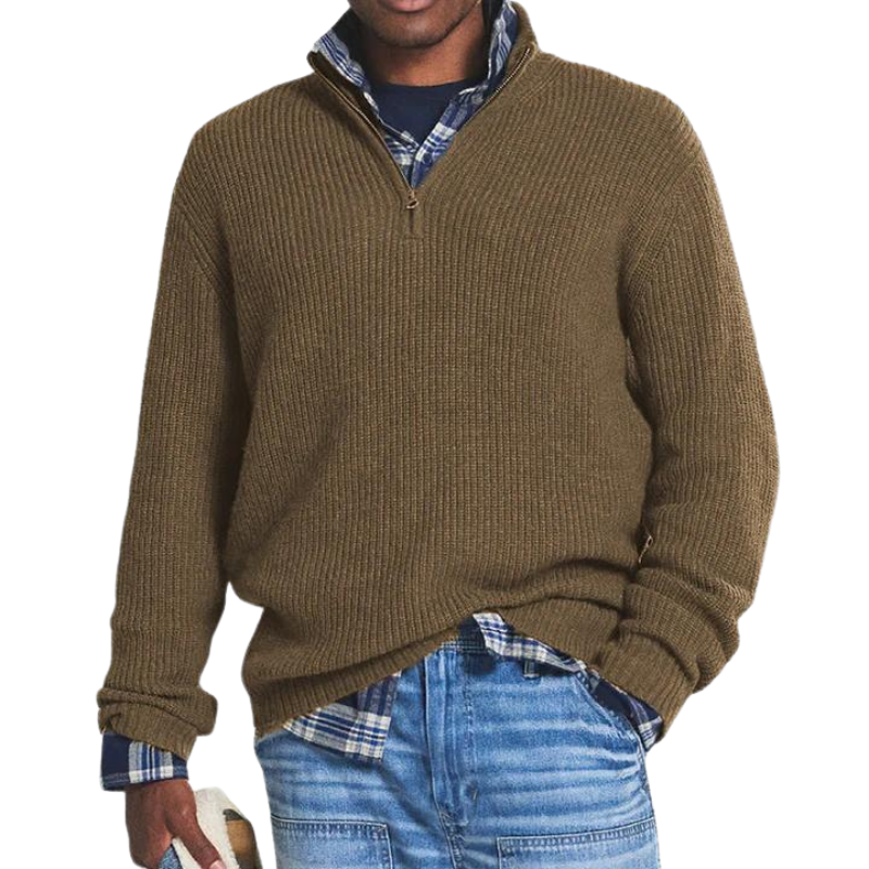 Philippe - Casual Warme Trui Met Ritskraag voor Heren