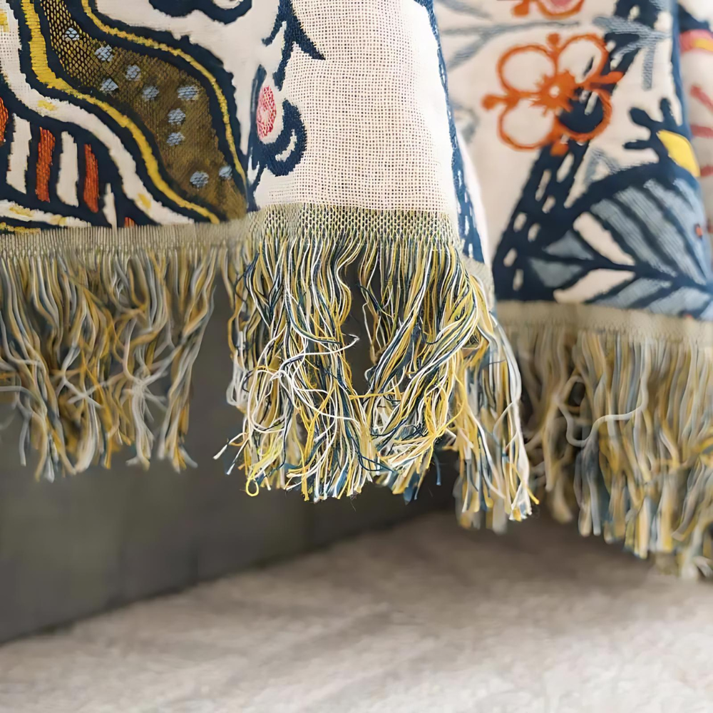 Omkeerbare katoenen jacquard deken met bloemenmotief – lichtgewicht decoratieve laag