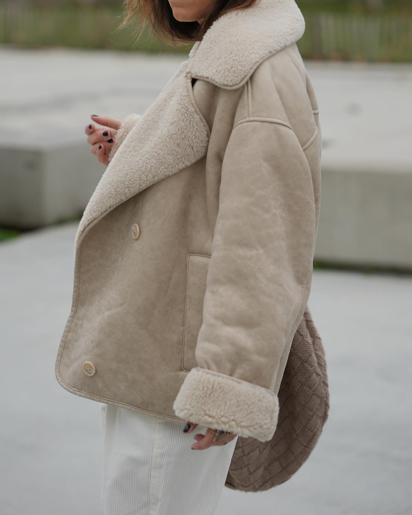 Lila - Vintage Vegan Leren Jas met Teddy Voering