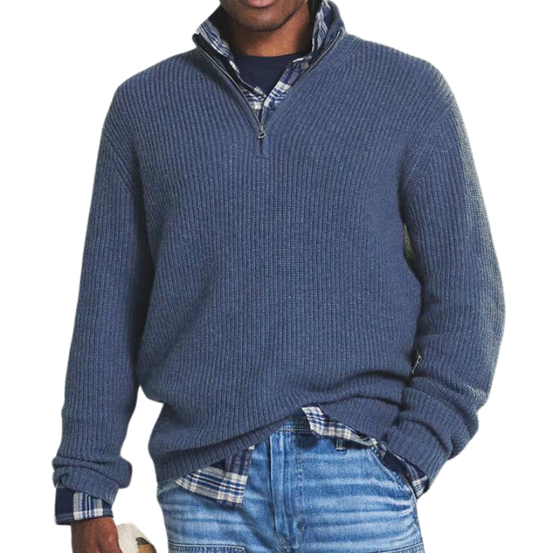 Philippe - Casual Warme Trui Met Ritskraag voor Heren