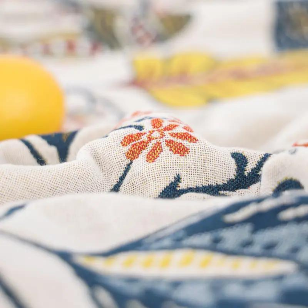 Omkeerbare katoenen jacquard deken met bloemenmotief – lichtgewicht decoratieve laag