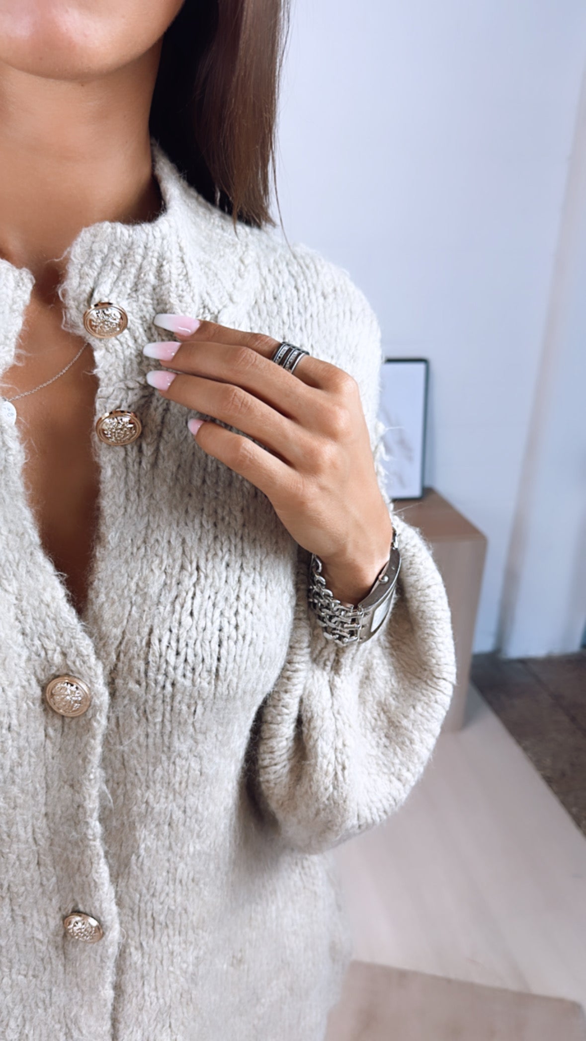 Cecil - Oversized Gebreide Cardigan met Gouden Knopen voor Dames