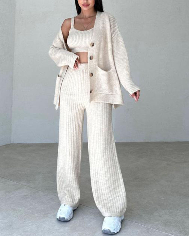 Jolie - Elegante Driedelige Gebreide en Comfortabele Set voor Dames