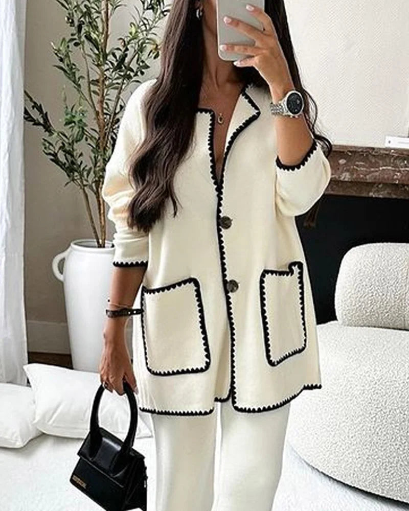 Jolie - Comfortabele Tweedelige Broek en Lange Mouwen Top Set voor Dames