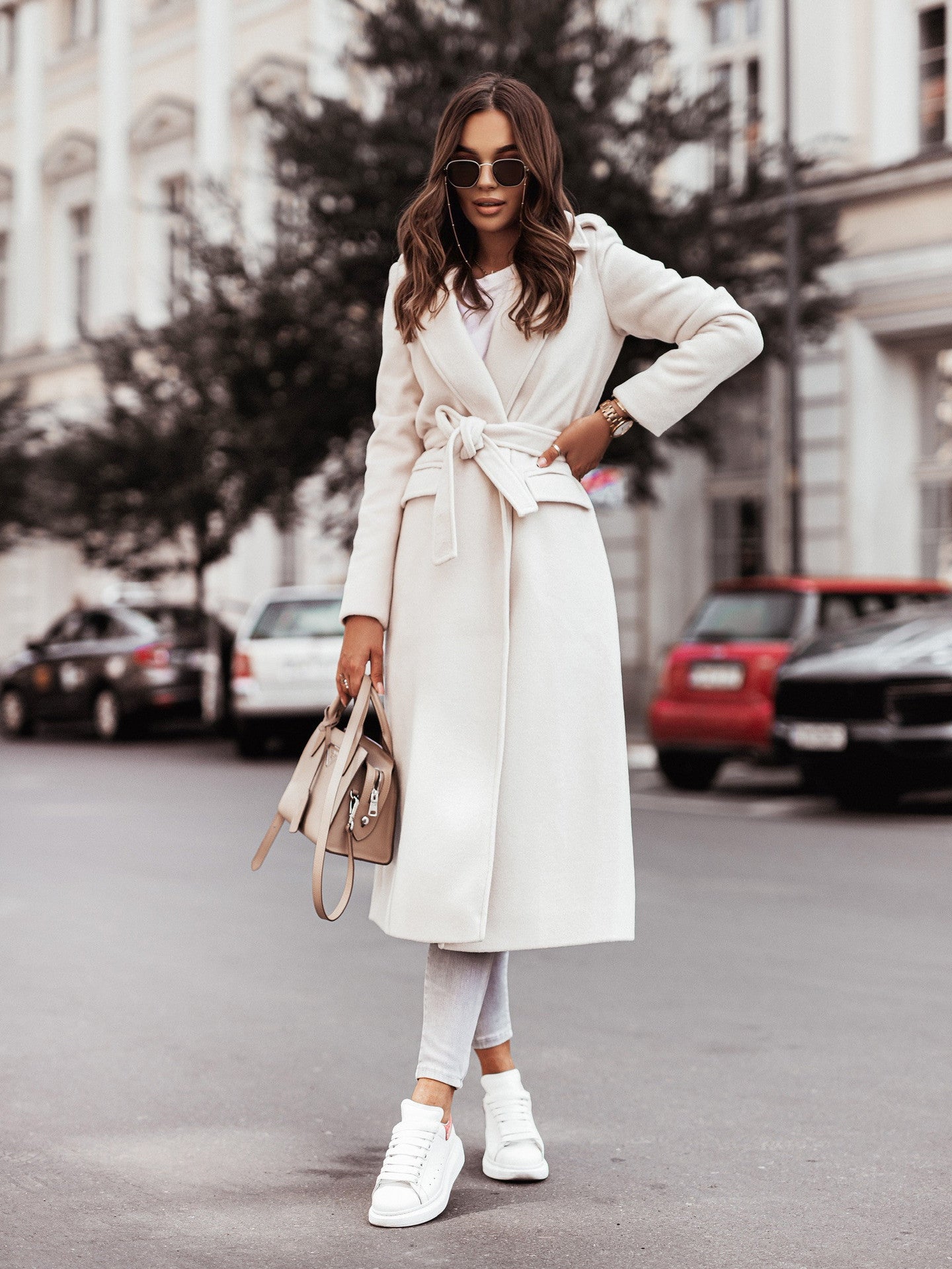 Trenchcoat van wolmix met riem – stijlvolle winterlaag voor dames