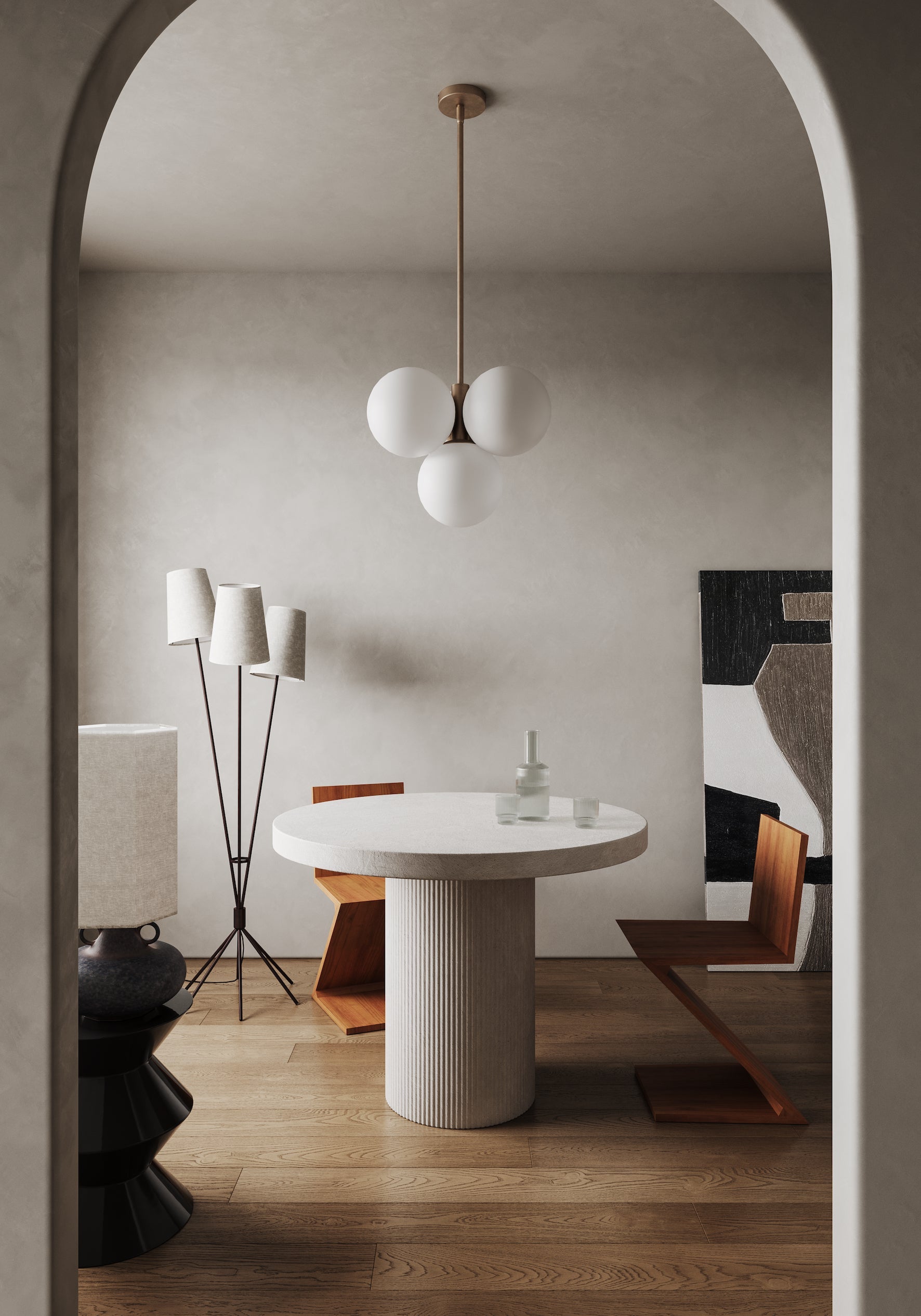Boule | Koperen hanglamp met opaalbollen 6