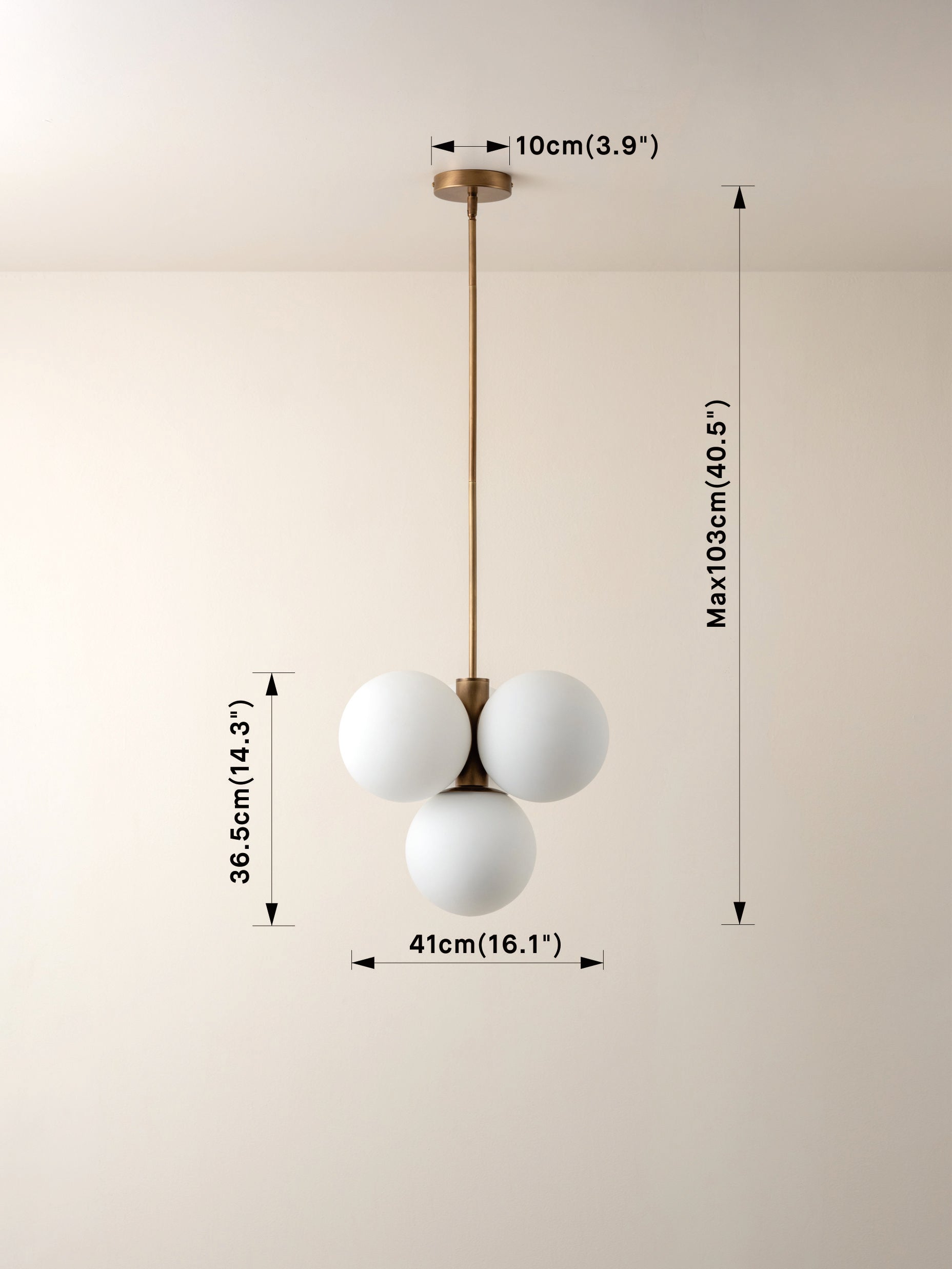 Boule | Koperen hanglamp met opaalbollen 7