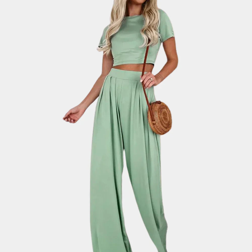 Isabeau - Comfortabele Tweedelige Set met Korte Mouwen Top en Broek voor Dames