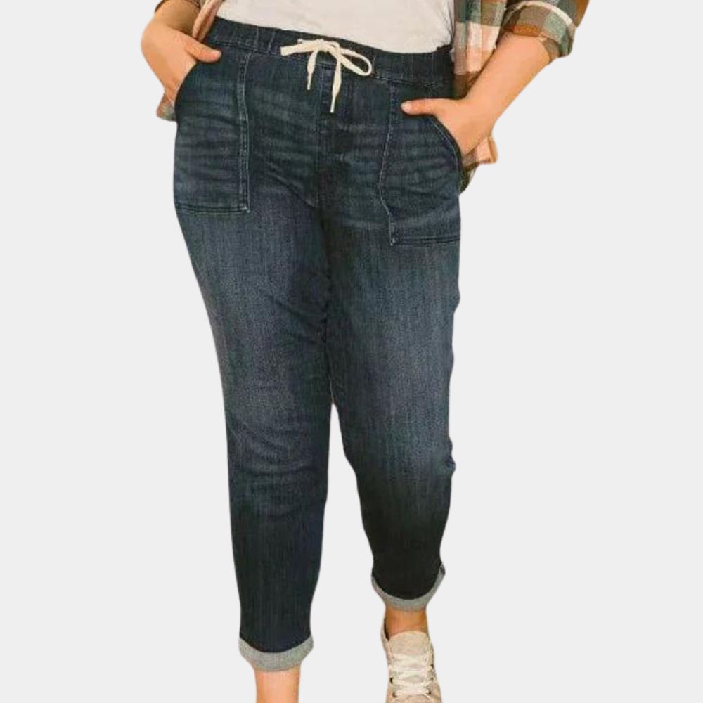 Celine - Stretch Broek met Hoge Taille en Koord