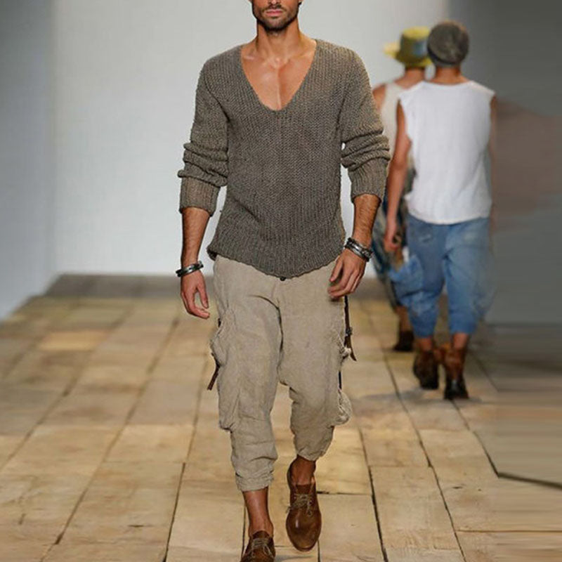 Casual | Zachte gebreide V-hals trui 3