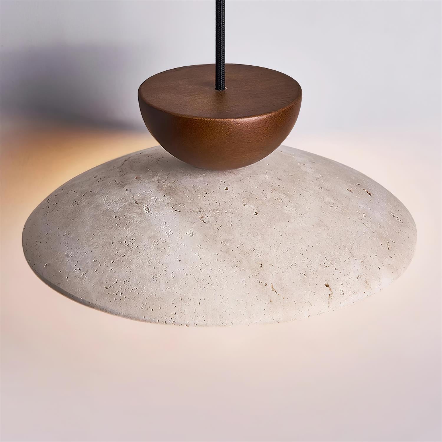 Cleo | Travertijn en houten hanglamp 6