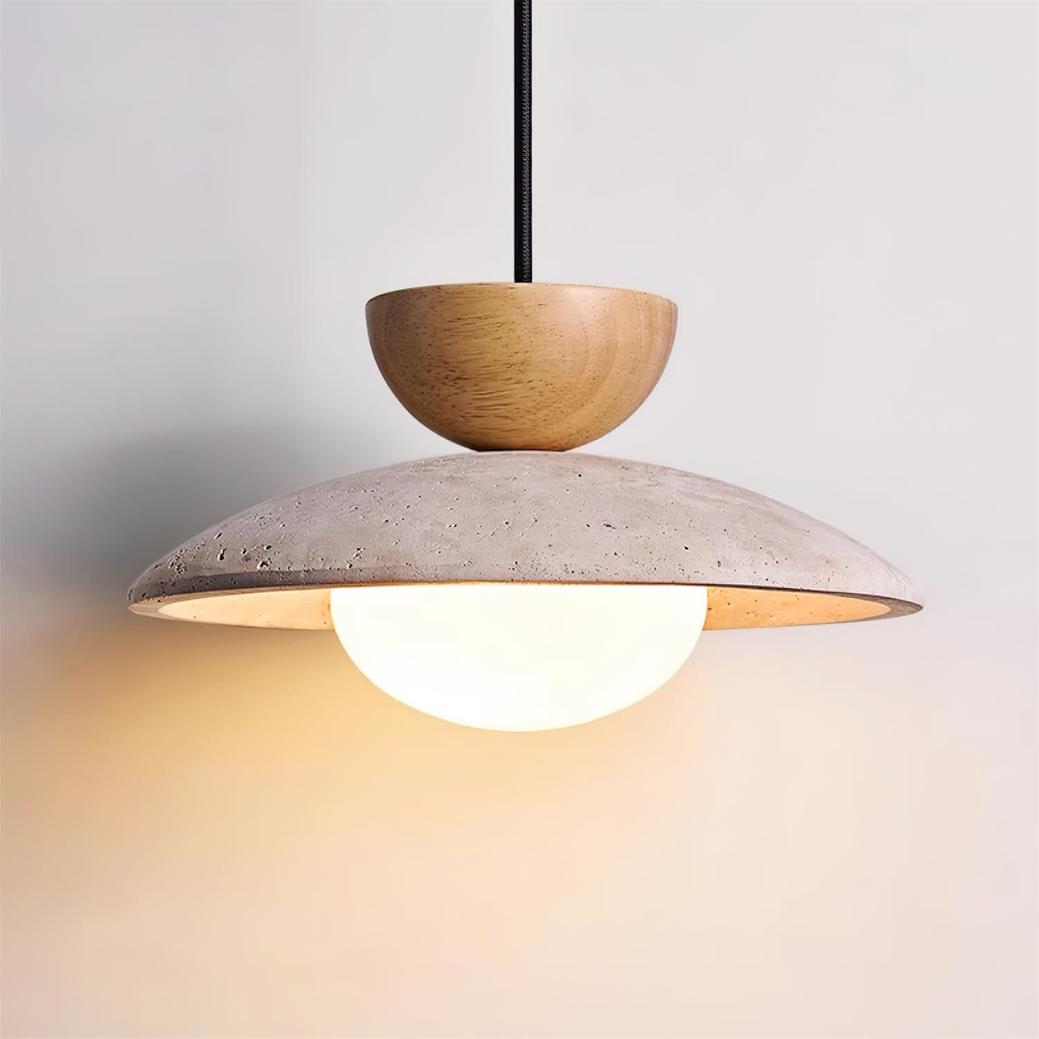 Cleo | Travertijn en houten hanglamp 8
