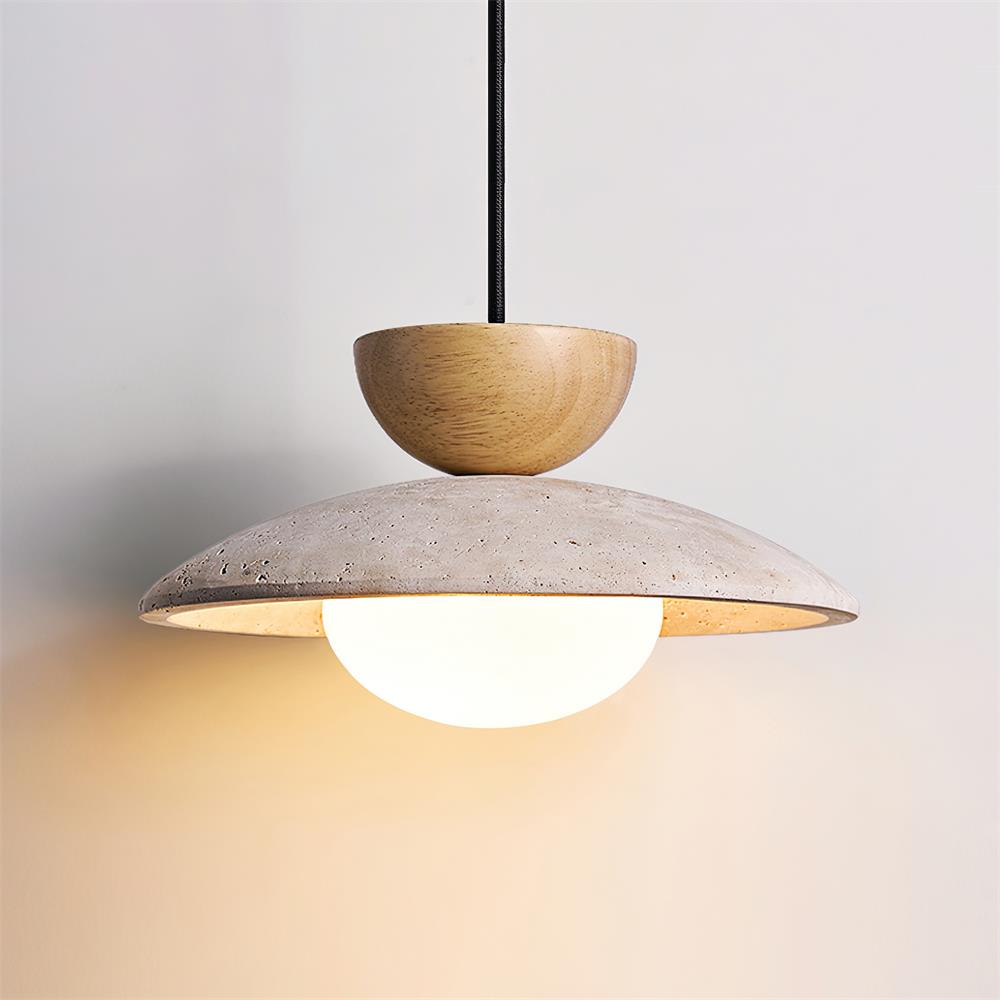 Cleo | Travertijn en houten hanglamp 9