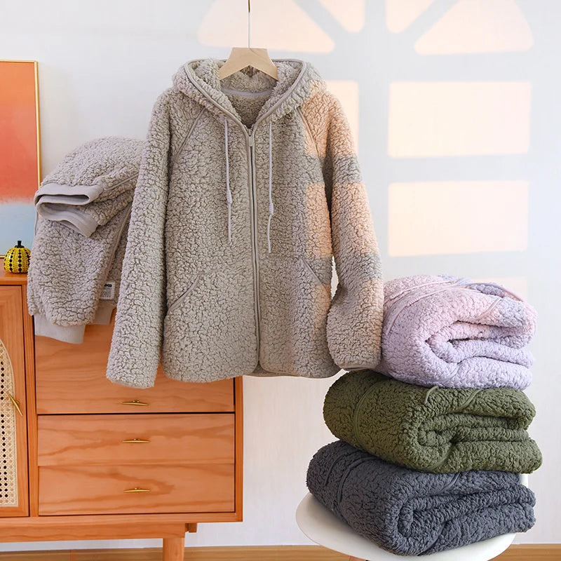 Coral Fleece | Zachte Pyjama Set Dames Met Capuchon 0