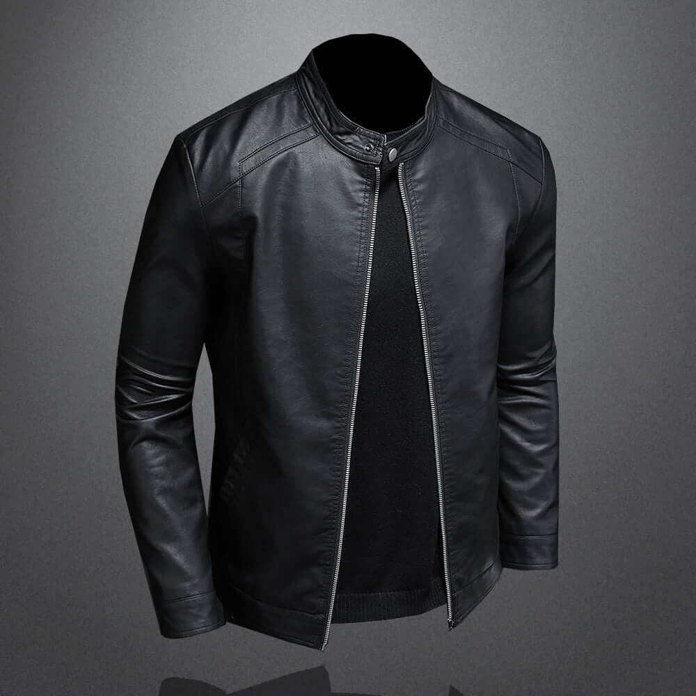 Strakke leren jas voor heren - tijdloze bovenkleding in bikerstijl
