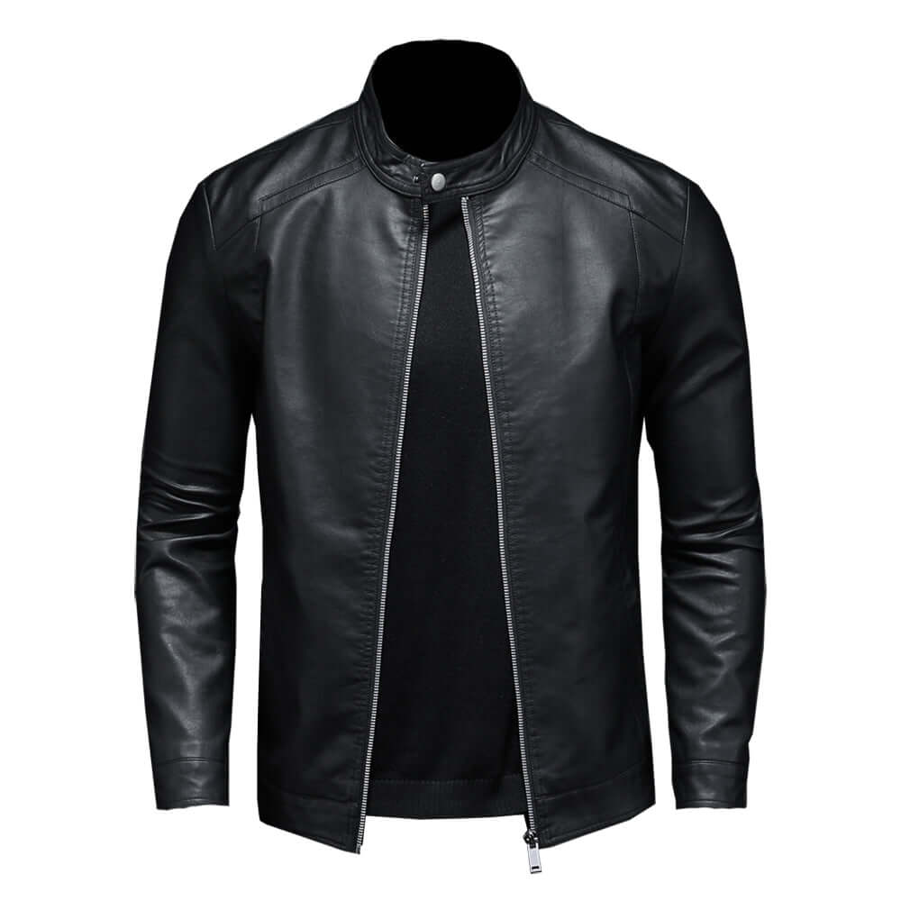 Strakke leren jas voor heren - tijdloze bovenkleding in bikerstijl