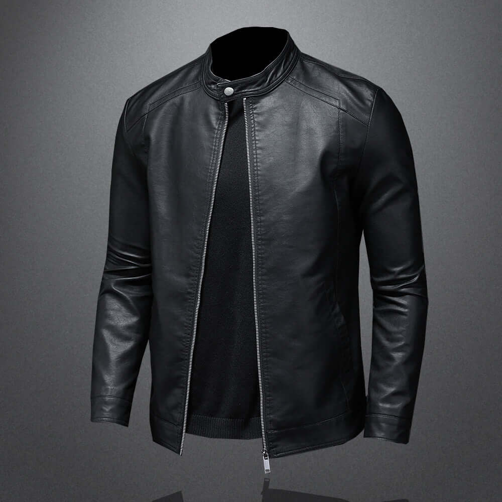 Strakke leren jas voor heren - tijdloze bovenkleding in bikerstijl
