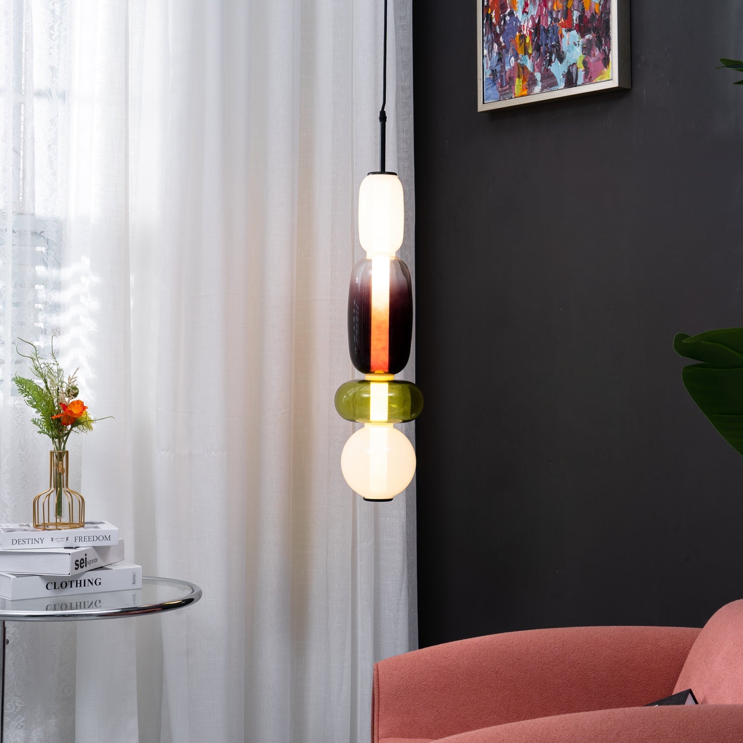 Gekonfijte | Glazen hanglamp met verschillende vormen en maten 2