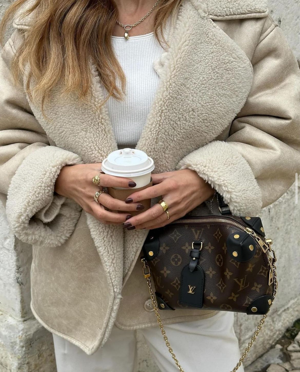 Lila - Vintage Vegan Leren Jas met Teddy Voering
