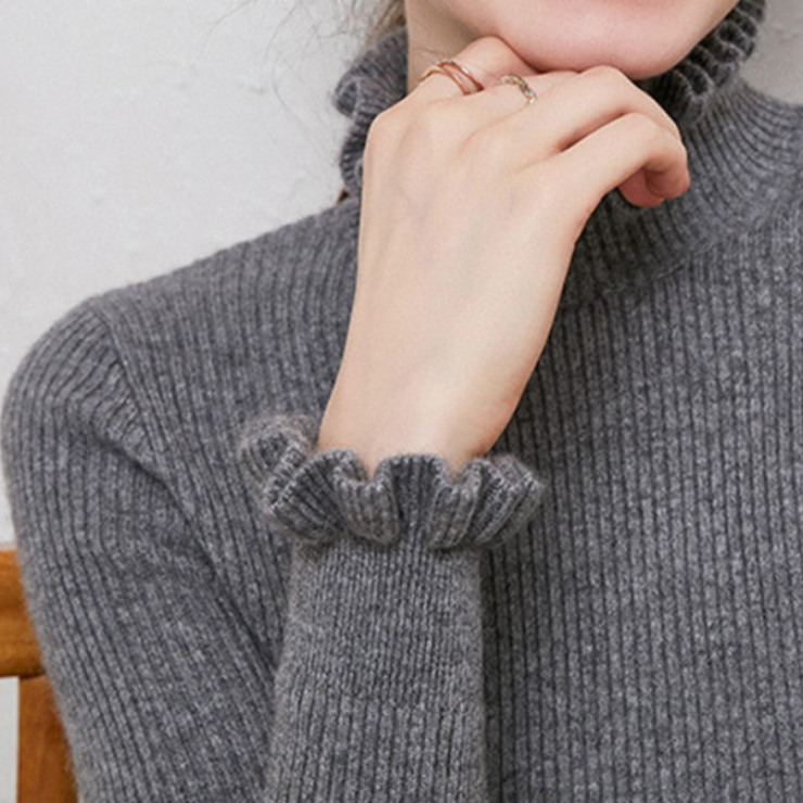 Penelope - Comfortabele Coltrui met Lange Mouwen en Ruffles voor Dames