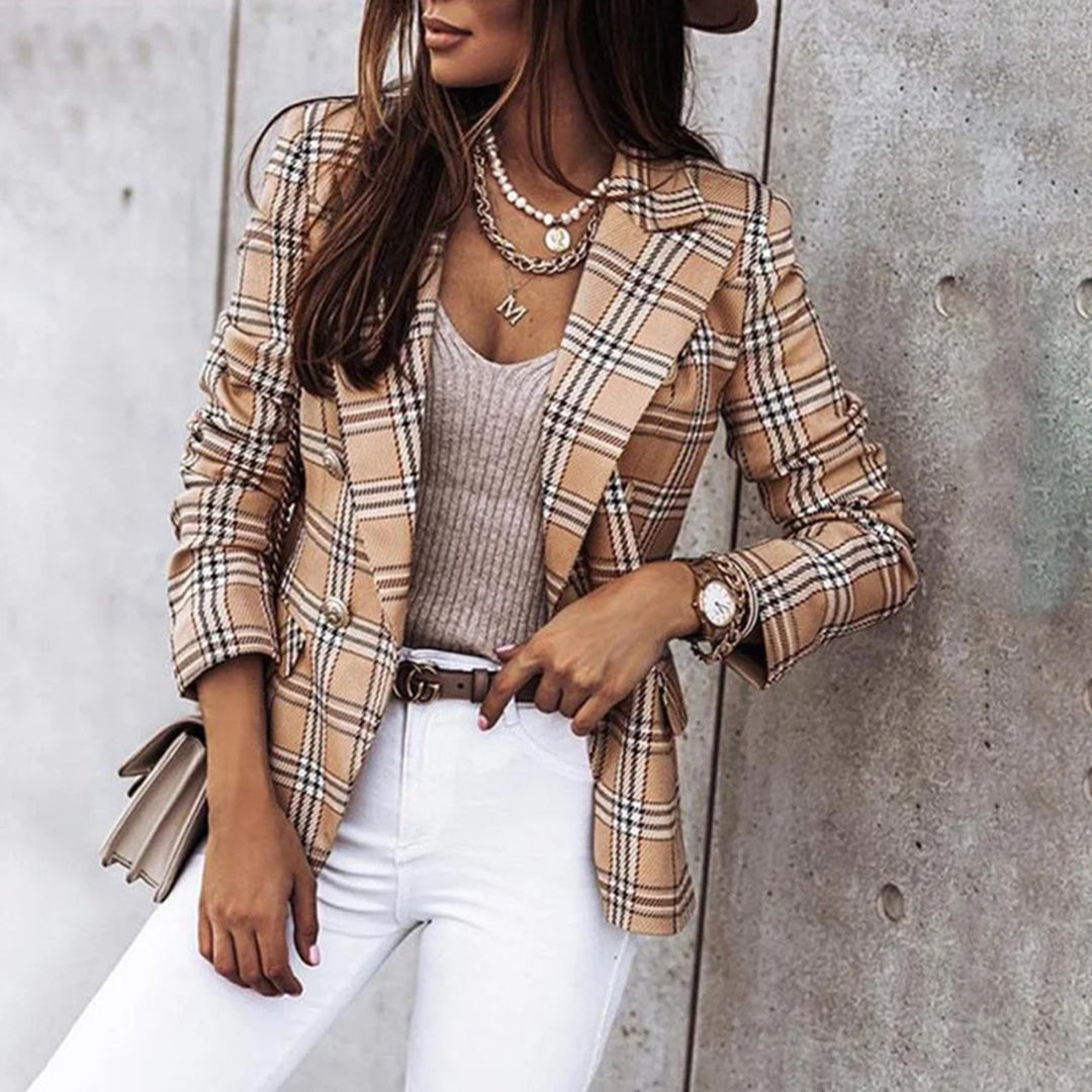 Stijlvolle en verfijnde blazer met ruitmotief voor dames - Formele en casual kleding