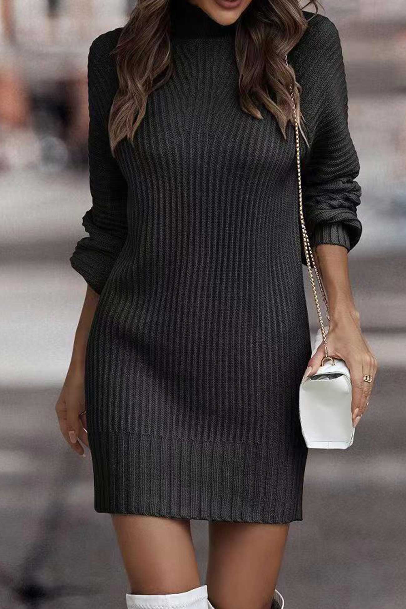 Jurk_Dames_Gebreid_Lange_Mouw_Winter_Midi_Victoria_Mae1