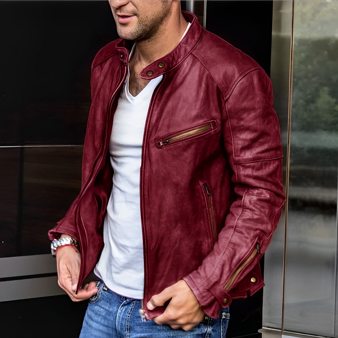 Luxe waterafstotende lange leren jas voor heren – Klassieke bovenkleding
