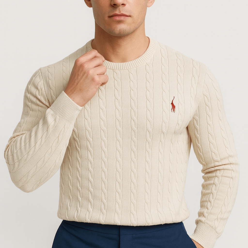LuxeoutFit | Kabelgebreid sweatshirt met geribbelde trim 0