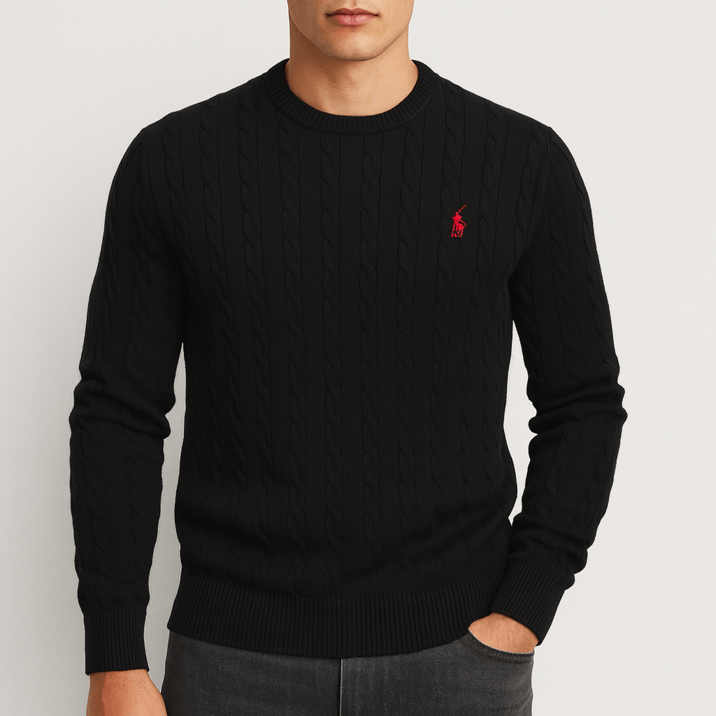 LuxeoutFit | Kabelgebreid sweatshirt met geribbelde trim 2
