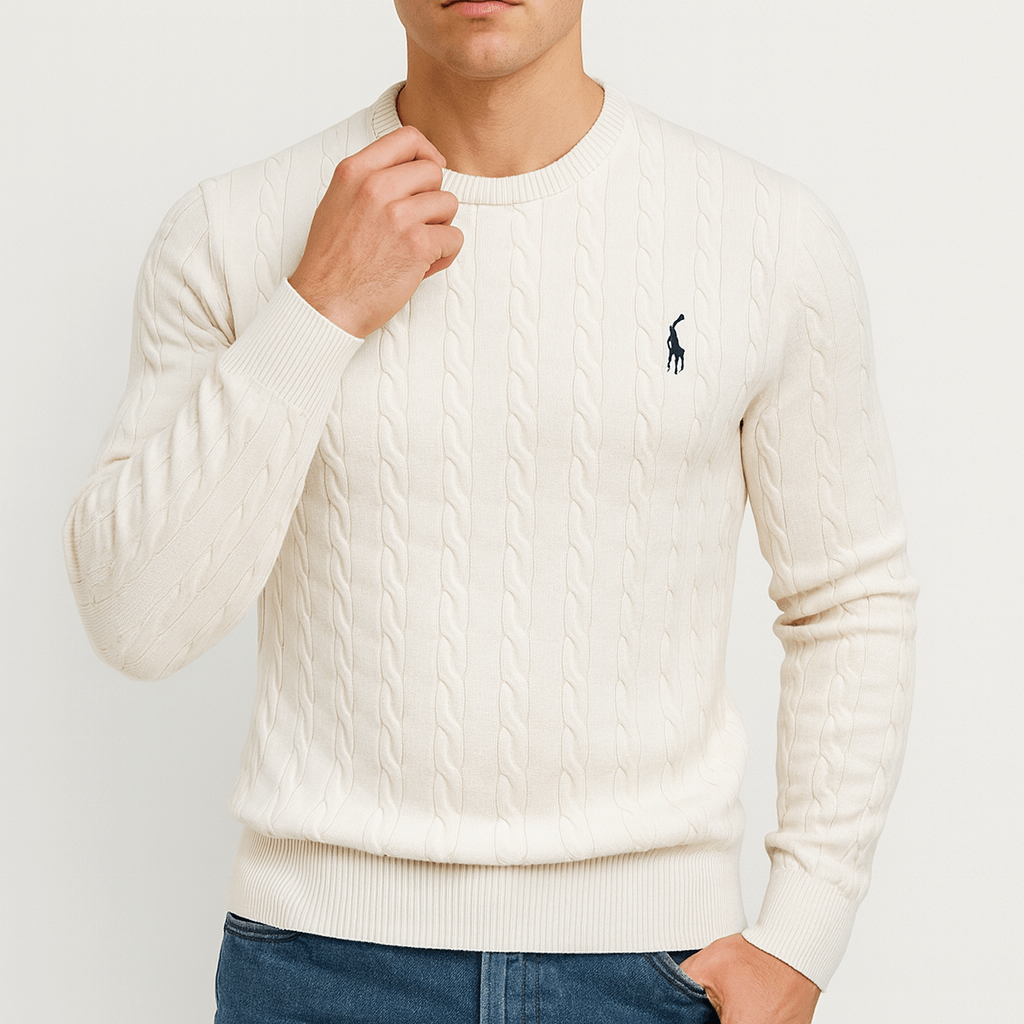LuxeoutFit | Kabelgebreid sweatshirt met geribbelde trim 5