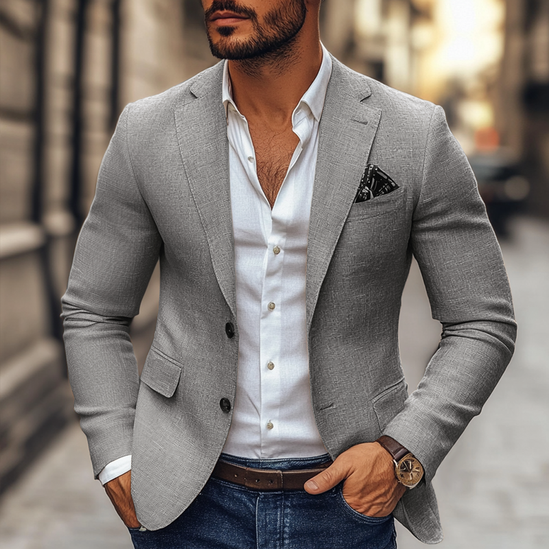 Mode | Slanke pasvorm blazer met inkeping revers en twee knopen 4