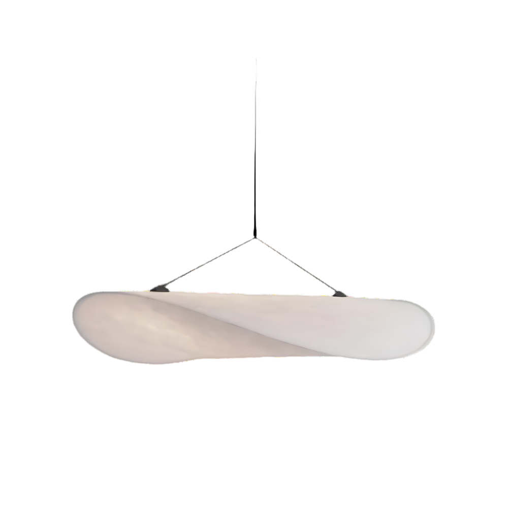 Japandi stoffen hanglamp – sculpturale sfeerverlichting van zijde