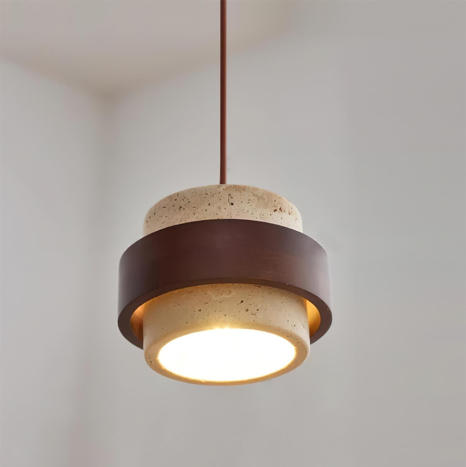 Perra | Travertijn hanglamp met walnoothout 4