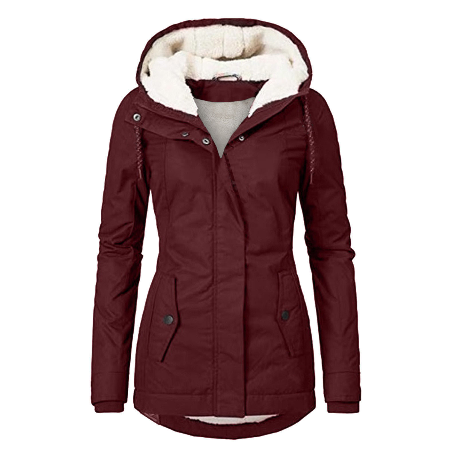 Polyester damesjack, water- en winddicht, elegante winterstijl 1