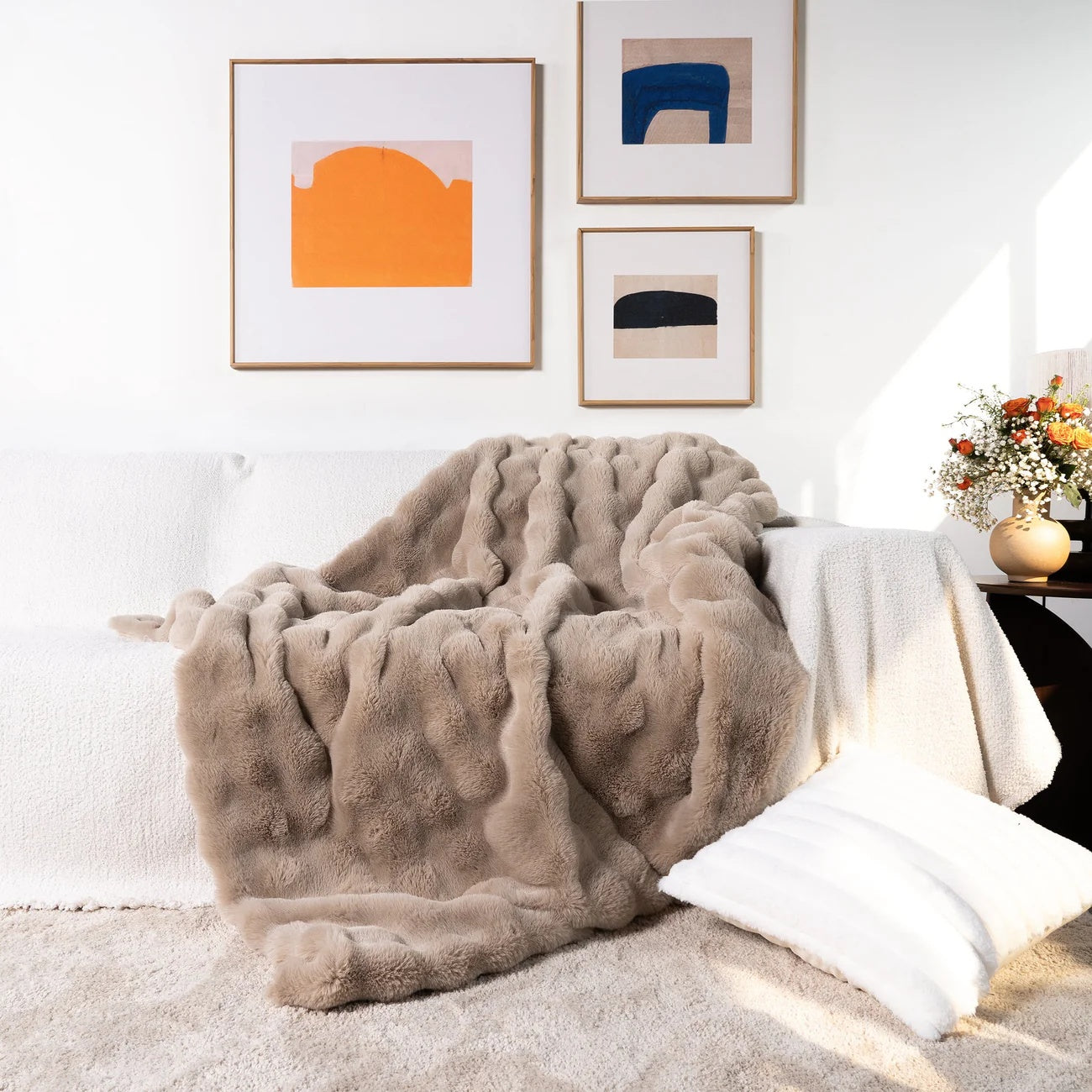 Ultrazachte deken van imitatiekonijnenbont – Luxe, gezellige thuislaag
