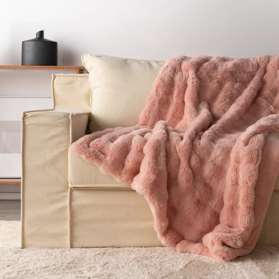 Ultrazachte deken van imitatiekonijnenbont – Luxe, gezellige thuislaag
