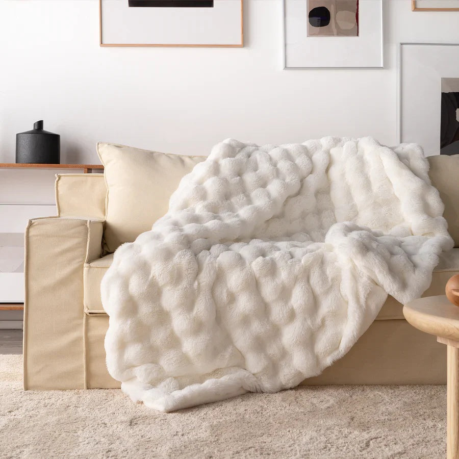 Ultrazachte deken van imitatiekonijnenbont – Luxe, gezellige thuislaag