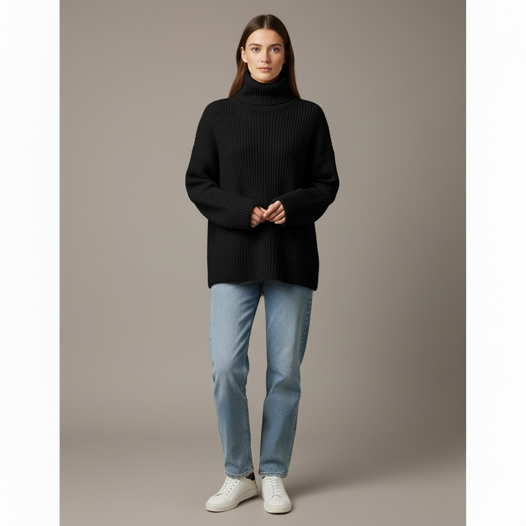 Renate | Zachte gebreide coltrui met hoge kraag 0
