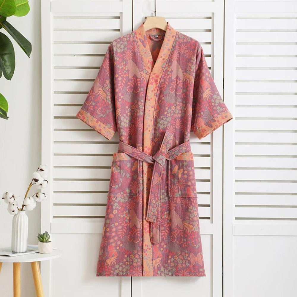 Rosewood Charm | Katoenen badjas met vintage prints 0