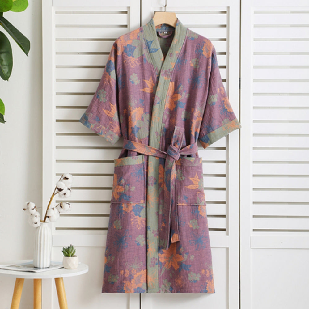 Rosewood Charm | Katoenen badjas met vintage prints 1