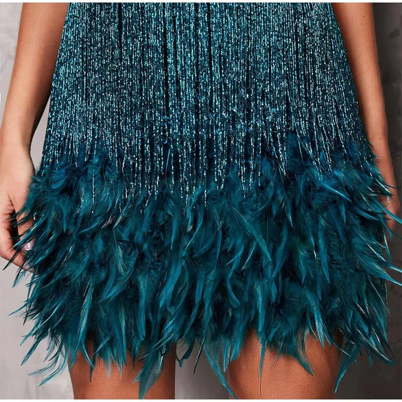 Marisol - Schitterende Sequins en Zwierige Tassels Mini Jurk