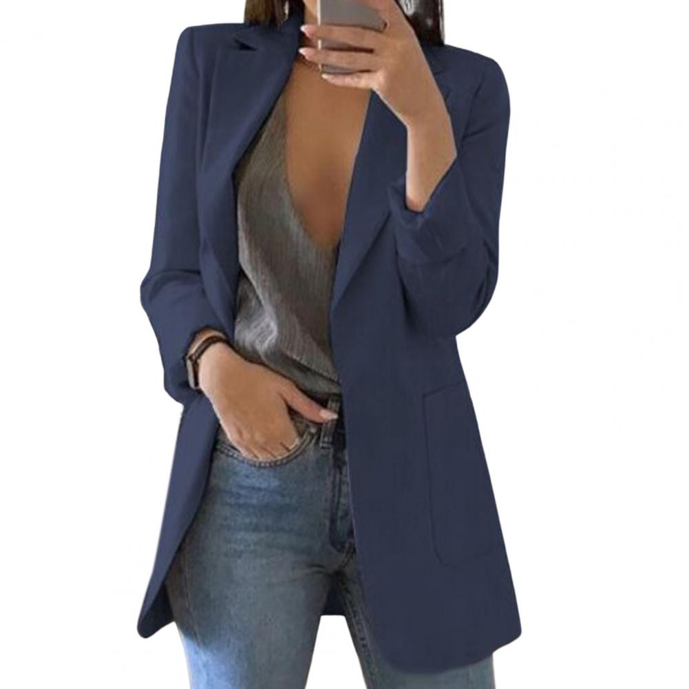 Lange formele, gestructureerde blazer voor dames – op maat gemaakte werkkleding