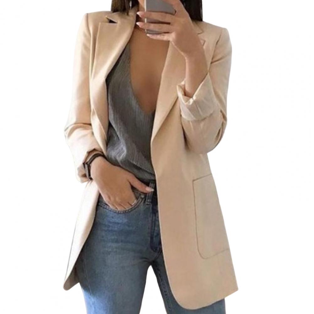 Lange formele, gestructureerde blazer voor dames – op maat gemaakte werkkleding