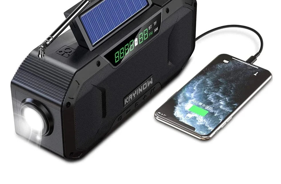 SOLAIRE | Draagbare noodradio met LED-zaklamp en SOS-alarm 0