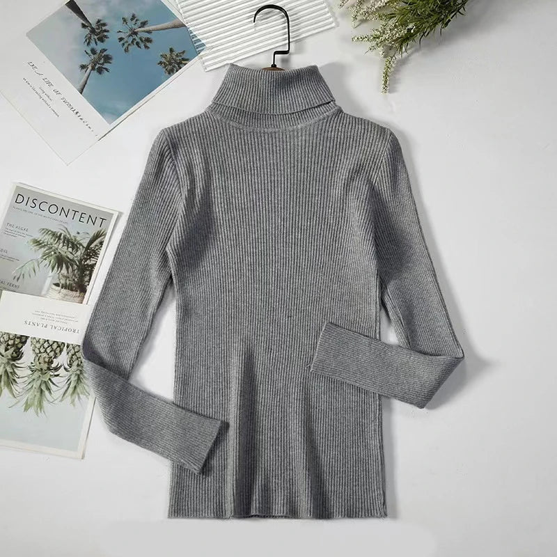 Nina - Winter effen slanke gebreide trui