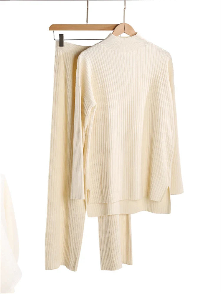Luxe Lounge Set met Comfortabele Coltrui en Wijde Broek voor Dames - Serenity
