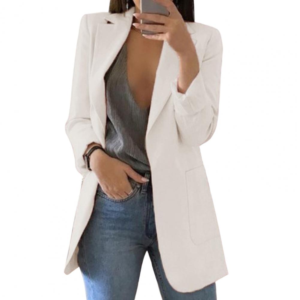 Lange formele, gestructureerde blazer voor dames – op maat gemaakte werkkleding
